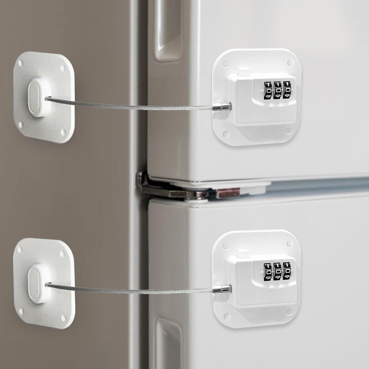 No-Drill Refrigerator Lock (2-Pack) – Heavy Duty Combination, White – photo 1 of 4