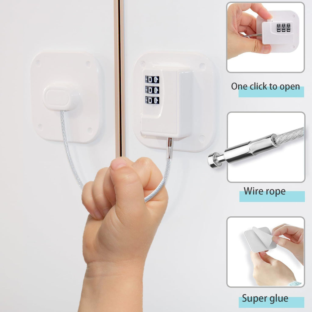 No-Drill Refrigerator Lock (2-Pack) – Heavy Duty Combination, White – photo 2 of 4