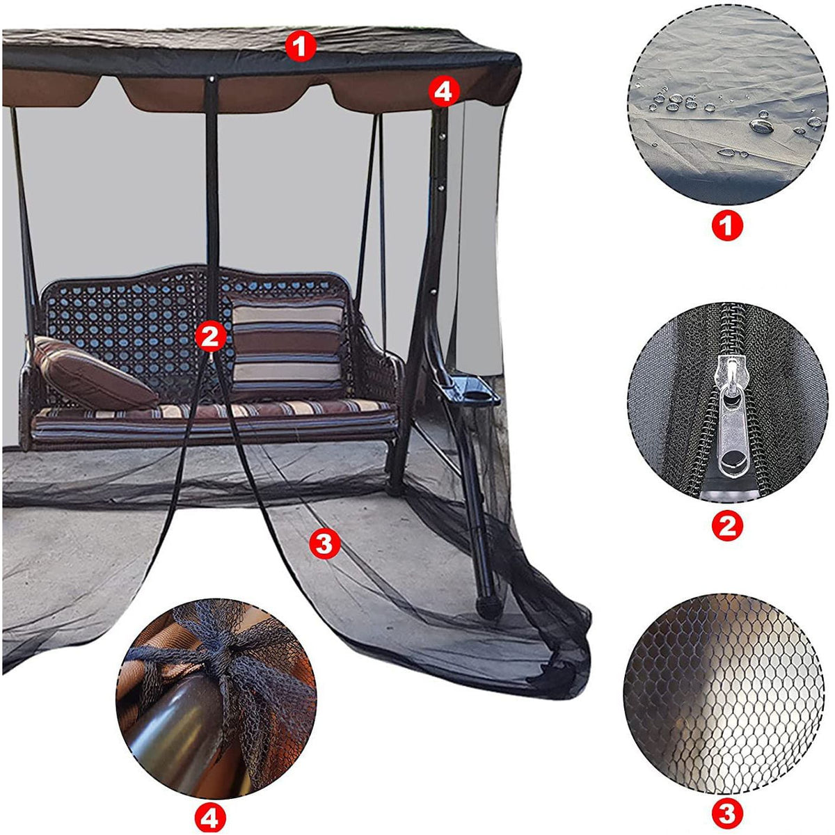 Mosquito Net for Patio Swing Chair – 3-Seater Mesh Cover – photo 2 of 5