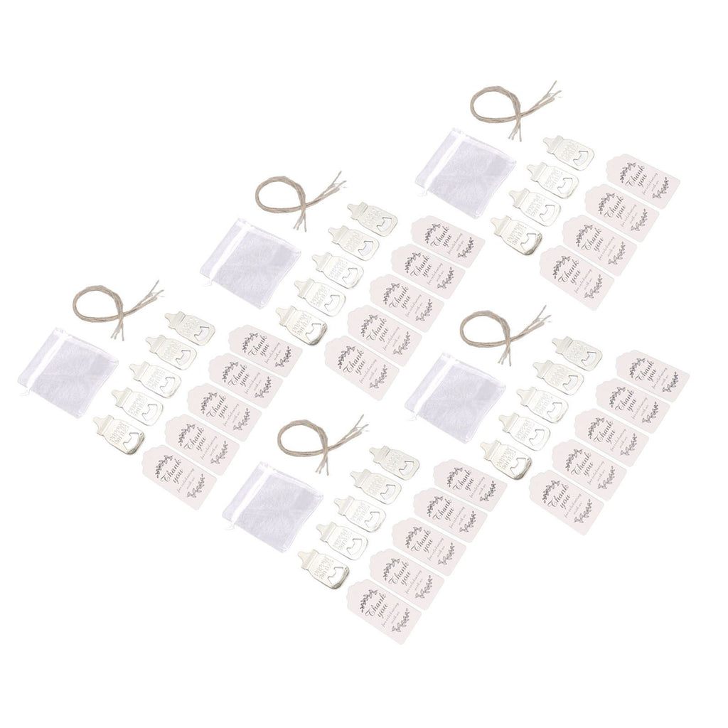 Baby Bottle Opener Party Favours (24-Set) – Zinc Alloy, Silver