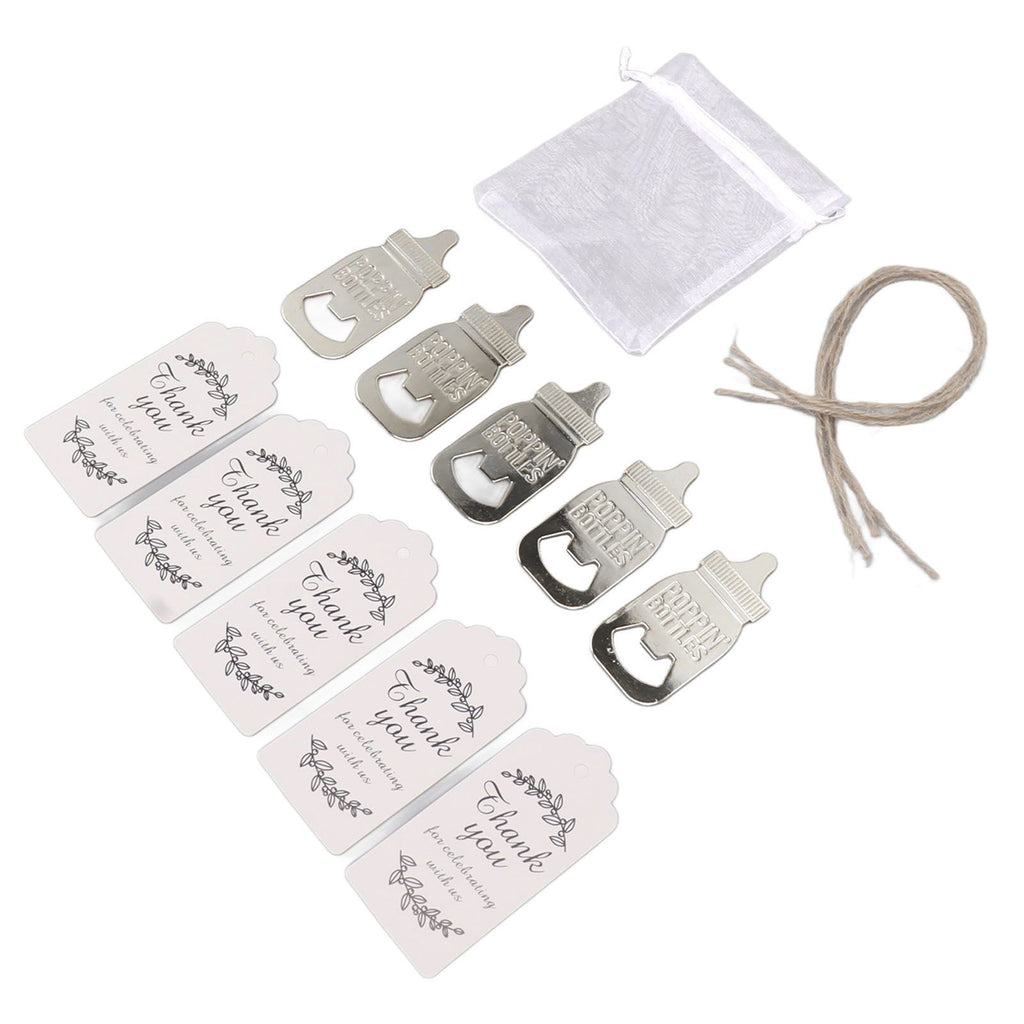 Baby Bottle Opener Party Favours (24-Set) – Zinc Alloy, Silver