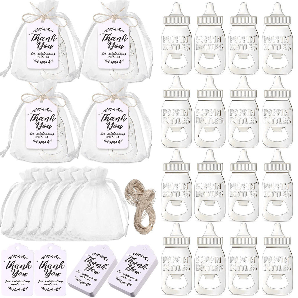 Baby Bottle Opener Party Favours (24-Set) – Zinc Alloy, Silver