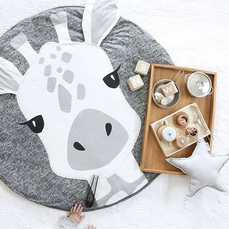 Baby Play Mat – Cartoon Animal Print, Cotton Crawling Mat
