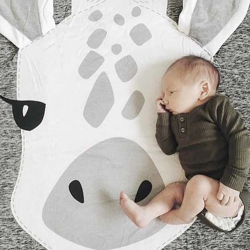 Baby Play Mat – Cartoon Animal Print, Cotton Crawling Mat