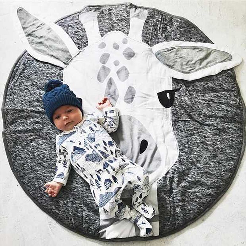 Baby Play Mat – Cartoon Animal Print, Cotton Crawling Mat