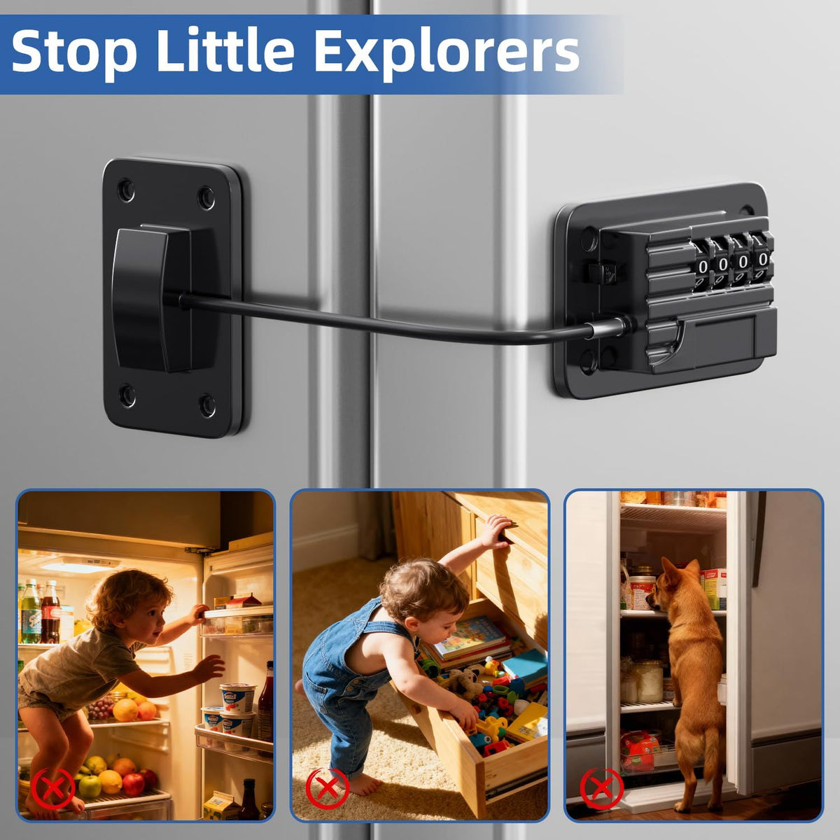 Heavy Duty Refrigerator Lock (2-Pack) – Combination, No Keys Needed, Black – photo 3 of 5