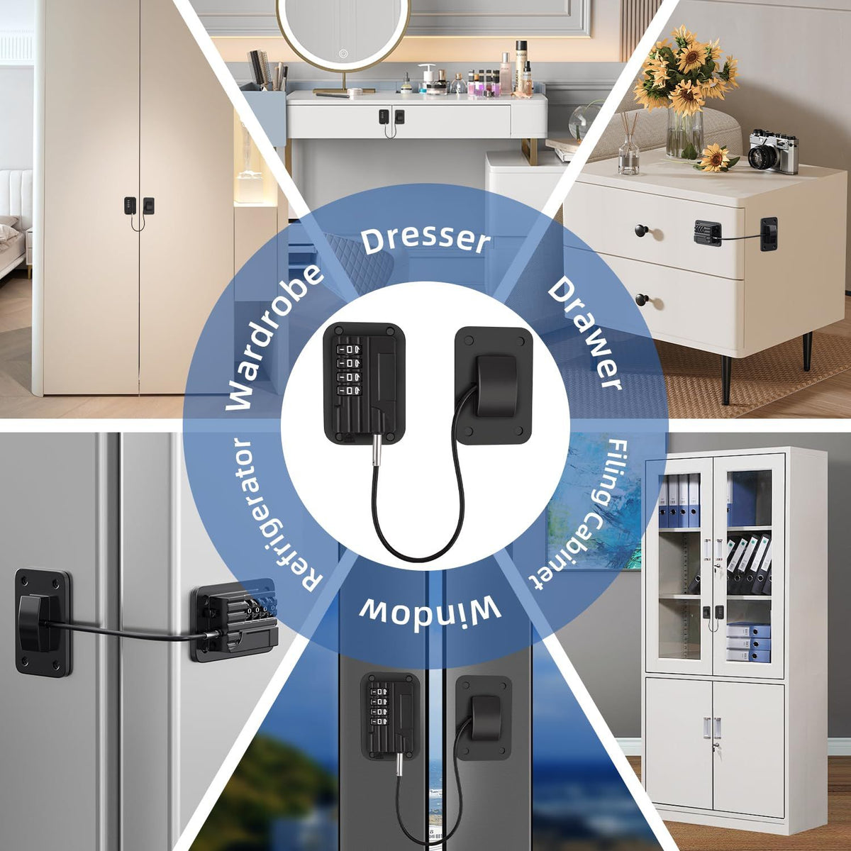 Heavy Duty Refrigerator Lock (2-Pack) – Combination, No Keys Needed, Black – photo 5 of 5