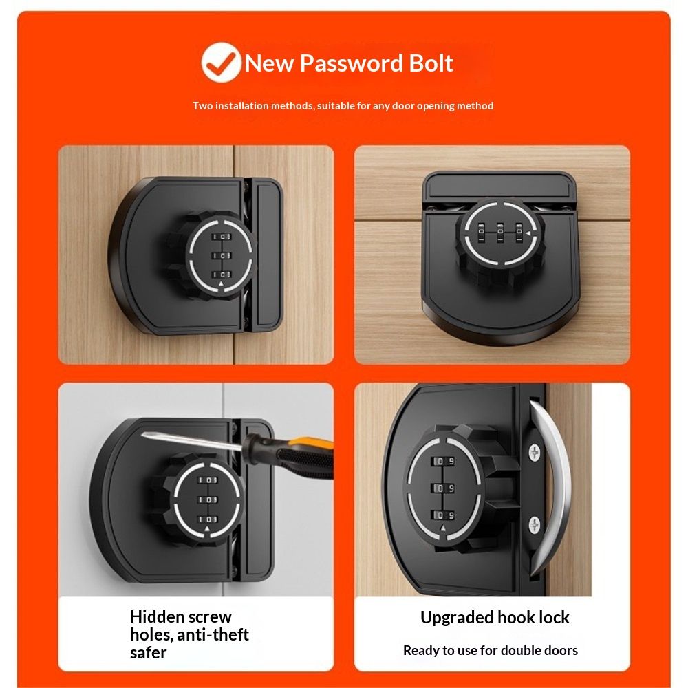 Keyless Combination Cabinet Lock – Anti-Pry, Child Safety, Black – photo 4 of 5