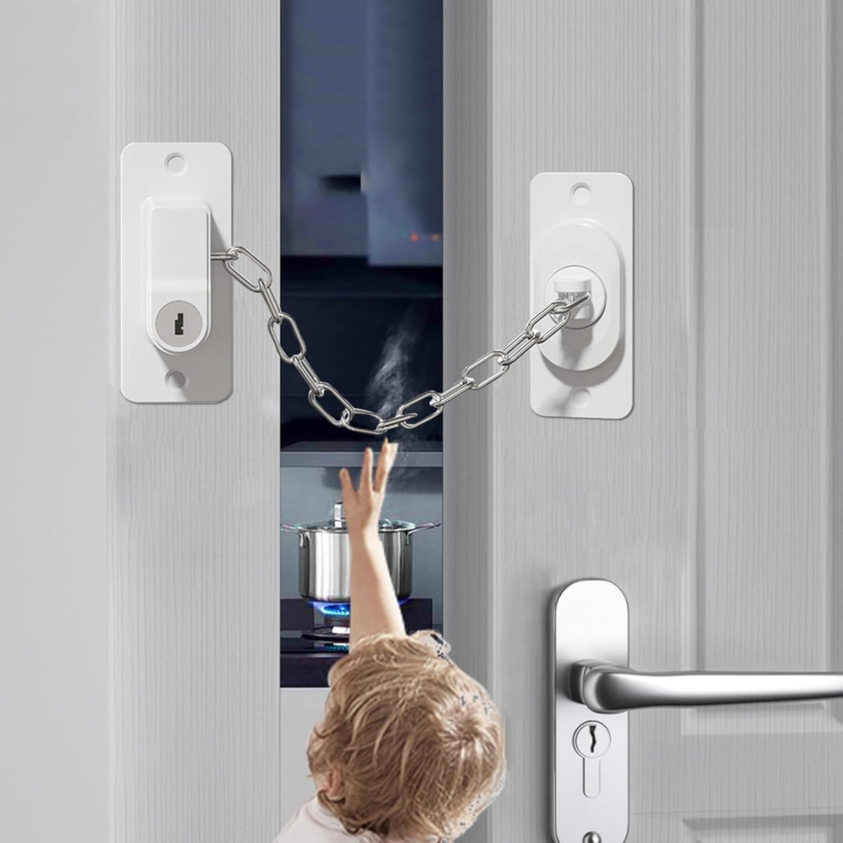 Child Proof Door Lock (2-Pack) – Adhesive, No Drilling, White – photo 2 of 5