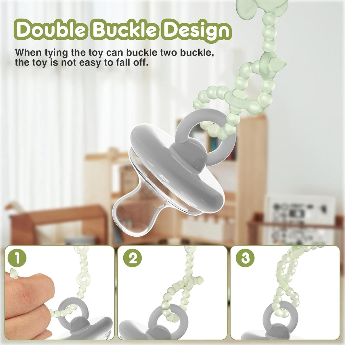 Baby Toy Straps (6-Pack) – Adjustable Stroller Tether Clips – photo 4 of 5