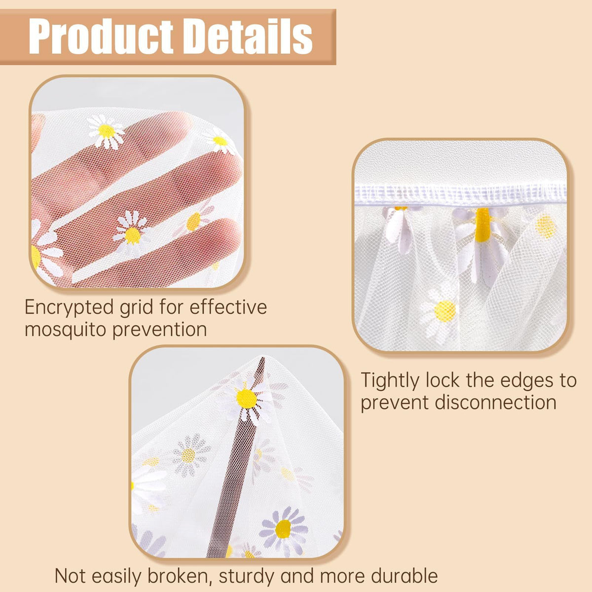 Mosquito Net for Stroller – Daisy Print, Fits Bassinets & Mini Cribs – photo 3 of 5