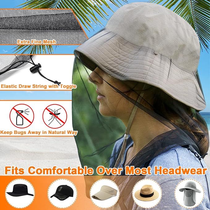 Mosquito Head Net (2-Pack) – Face & Neck Cover for Outdoors, Black – photo 3 of 5