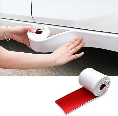 Universal Car Side Skirt Guards – Anti-Scratch Rubber, White – photo 2 of 5
