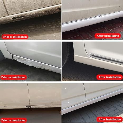 Universal Car Side Skirt Guards – Anti-Scratch Rubber, White – photo 4 of 5