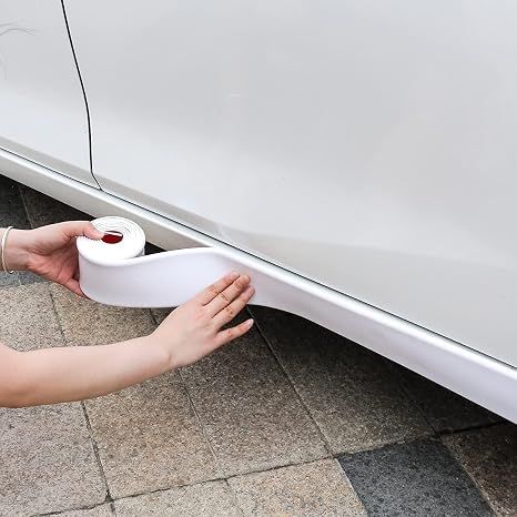 Universal Car Side Skirt Guards – Anti-Scratch Rubber, White – photo 5 of 5
