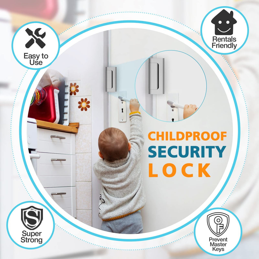 Door Reinforcement Lock – Child Proof, Heavy Duty with 8 Screws – photo 4 of 5