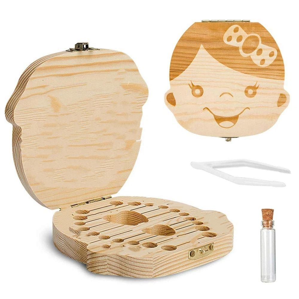 Baby Tooth Keepsake Box (2-Pack) – Wooden Organizer with Tweezers – photo 1 of 5