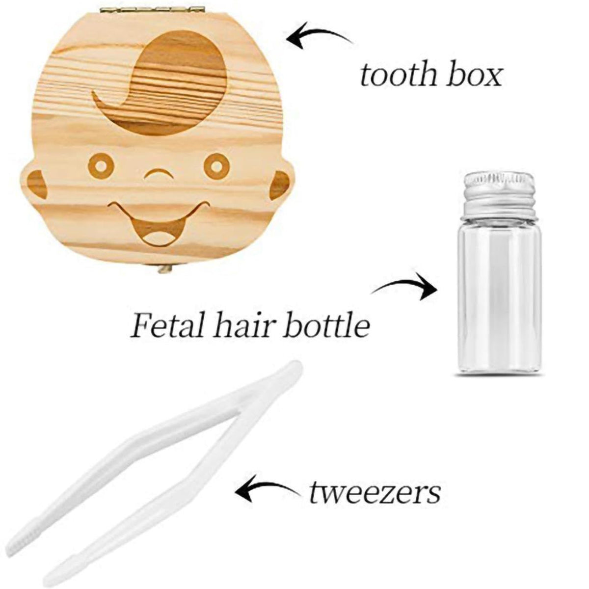 Baby Tooth Keepsake Box (2-Pack) – Wooden Organizer with Tweezers – photo 5 of 5