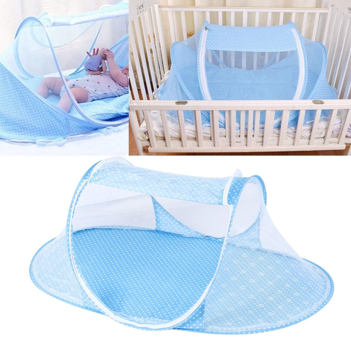 Mosquito Net for Baby Crib – Folding, Portable, Blue – photo 3 of 5