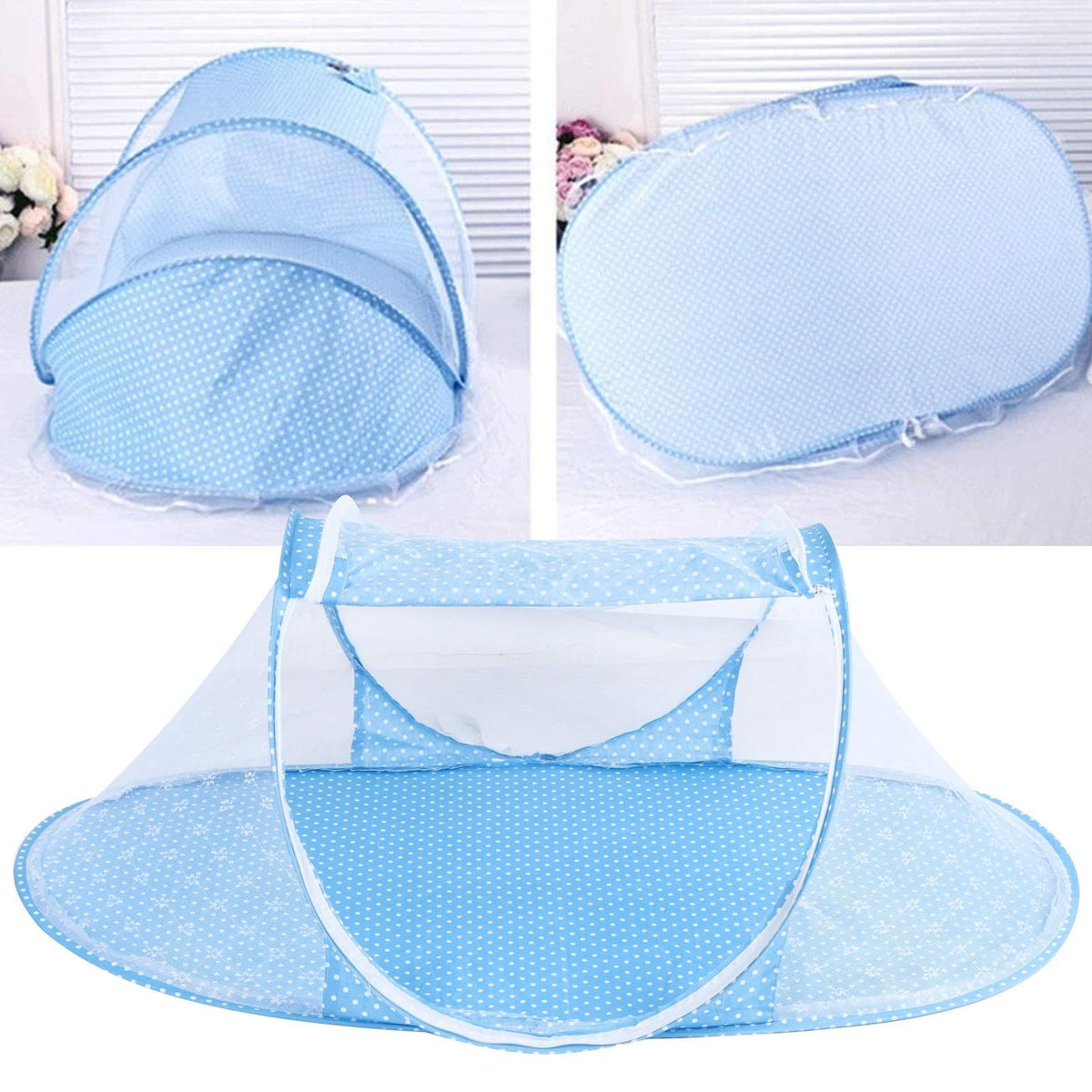 Mosquito Net for Baby Crib – Folding, Portable, Blue – photo 4 of 5