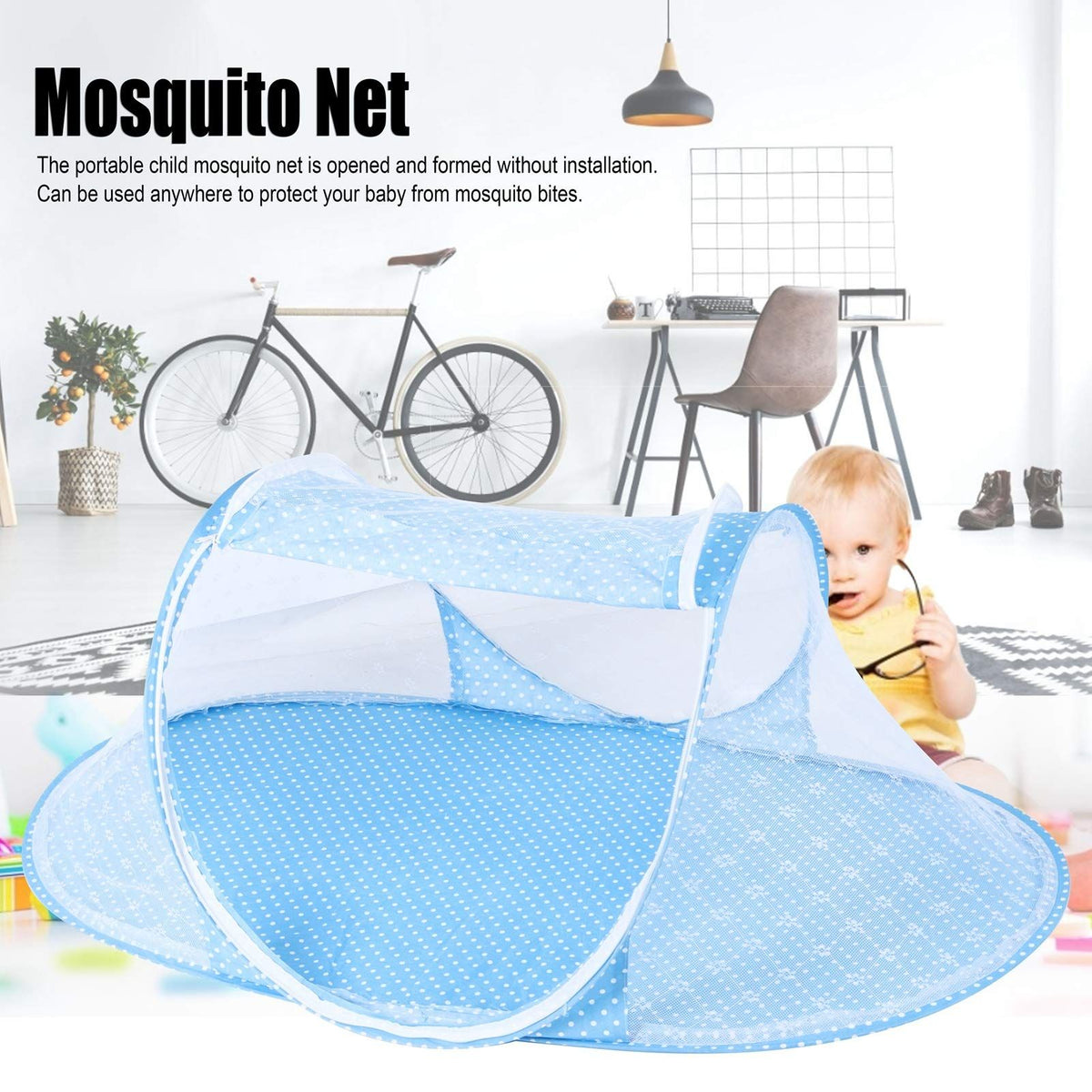 Mosquito Net for Baby Crib – Folding, Portable, Blue – photo 5 of 5