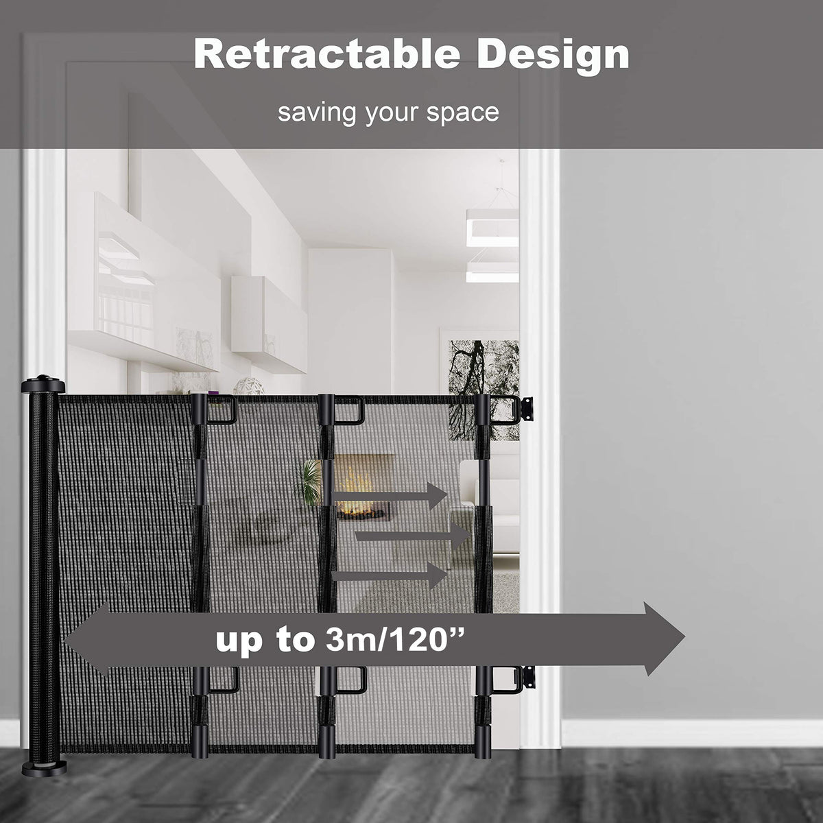 Retractable Baby & Pet Safety Gate – 3M, Indoor/Outdoor