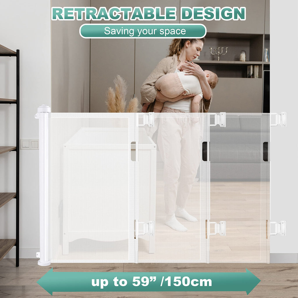 Retractable Baby & Pet Safety Gate – 1.5M, Indoor/Outdoor, White – photo 3 of 5