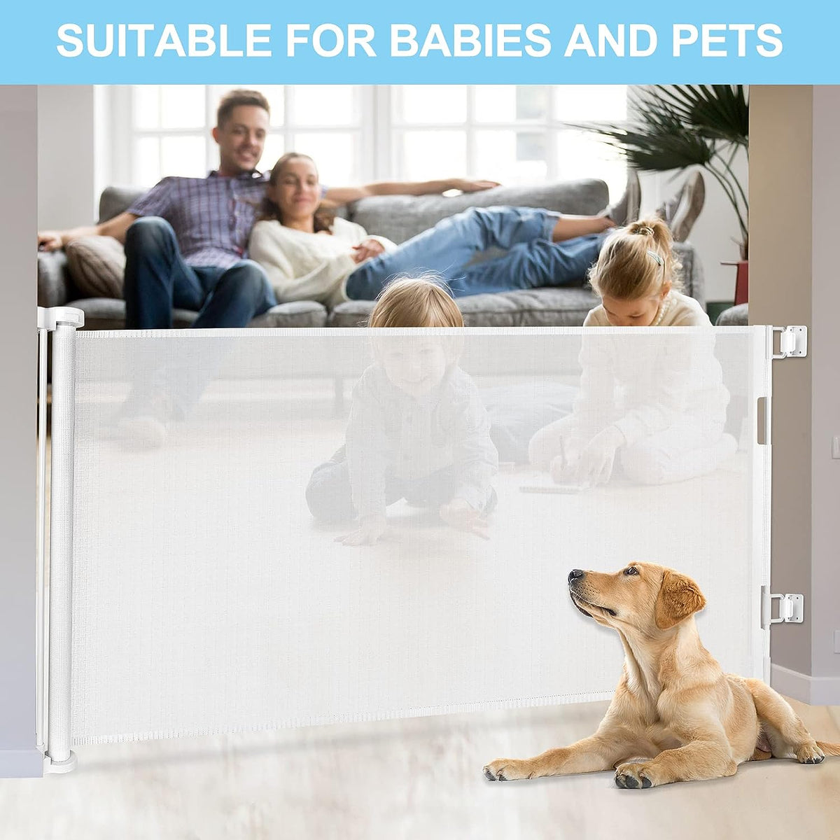 Retractable Baby & Pet Safety Gate – 3M, Indoor/Outdoor, White