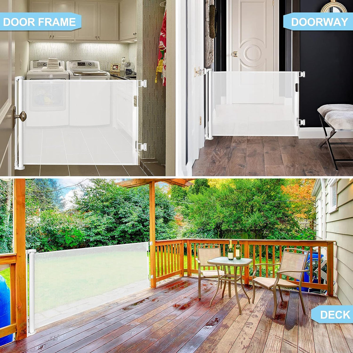 Retractable Baby & Pet Safety Gate – 3M, Indoor/Outdoor, White