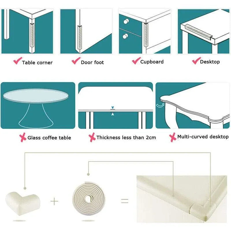 Foam Edge Guard Strip – Desk & Table Corner Protector, Black