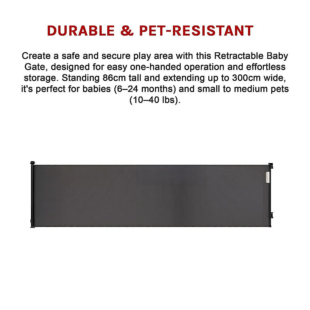 Retractable Baby & Pet Safety Fence – 3M Stair Gate Barrier
