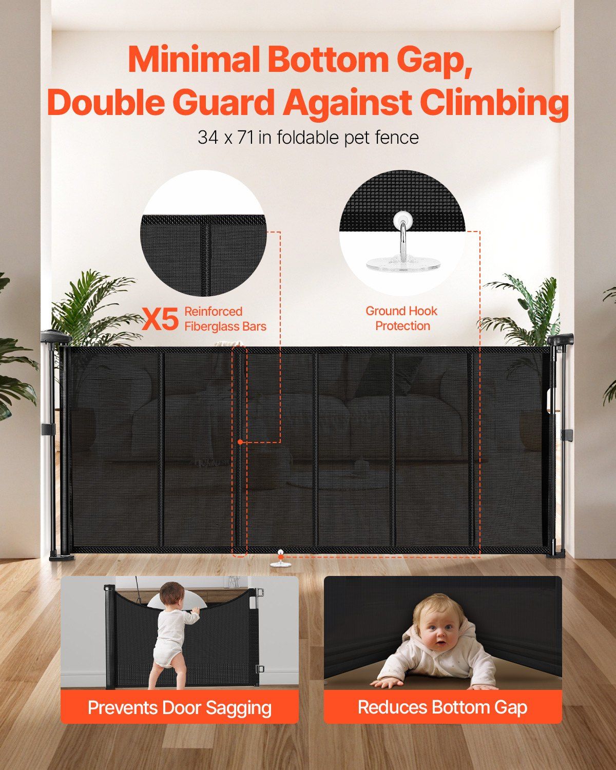Retractable Mesh Baby Gate – Extends to 1800mm, Easy-Install, Black – photo 4 of 4