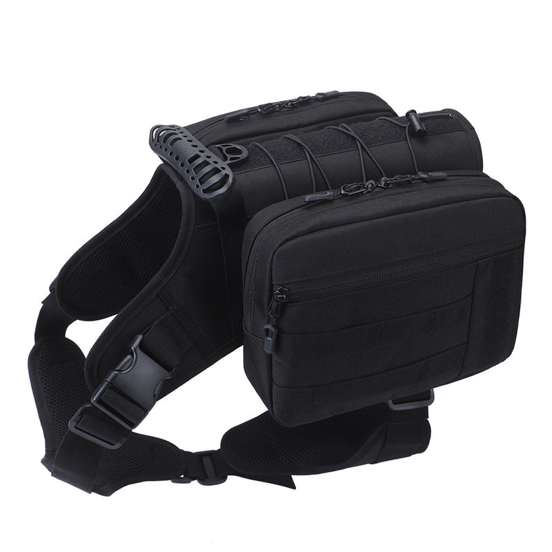 NNEDSZ Black Dog Tactical Backpack Harness - Adjustable Outdoor Camouflage Saddle Bag for Dogs