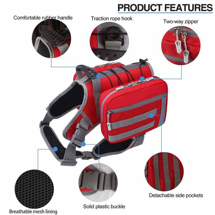 NNEDSZ Black Dog Tactical Backpack Harness - Adjustable Outdoor Camouflage Saddle Bag for Dogs