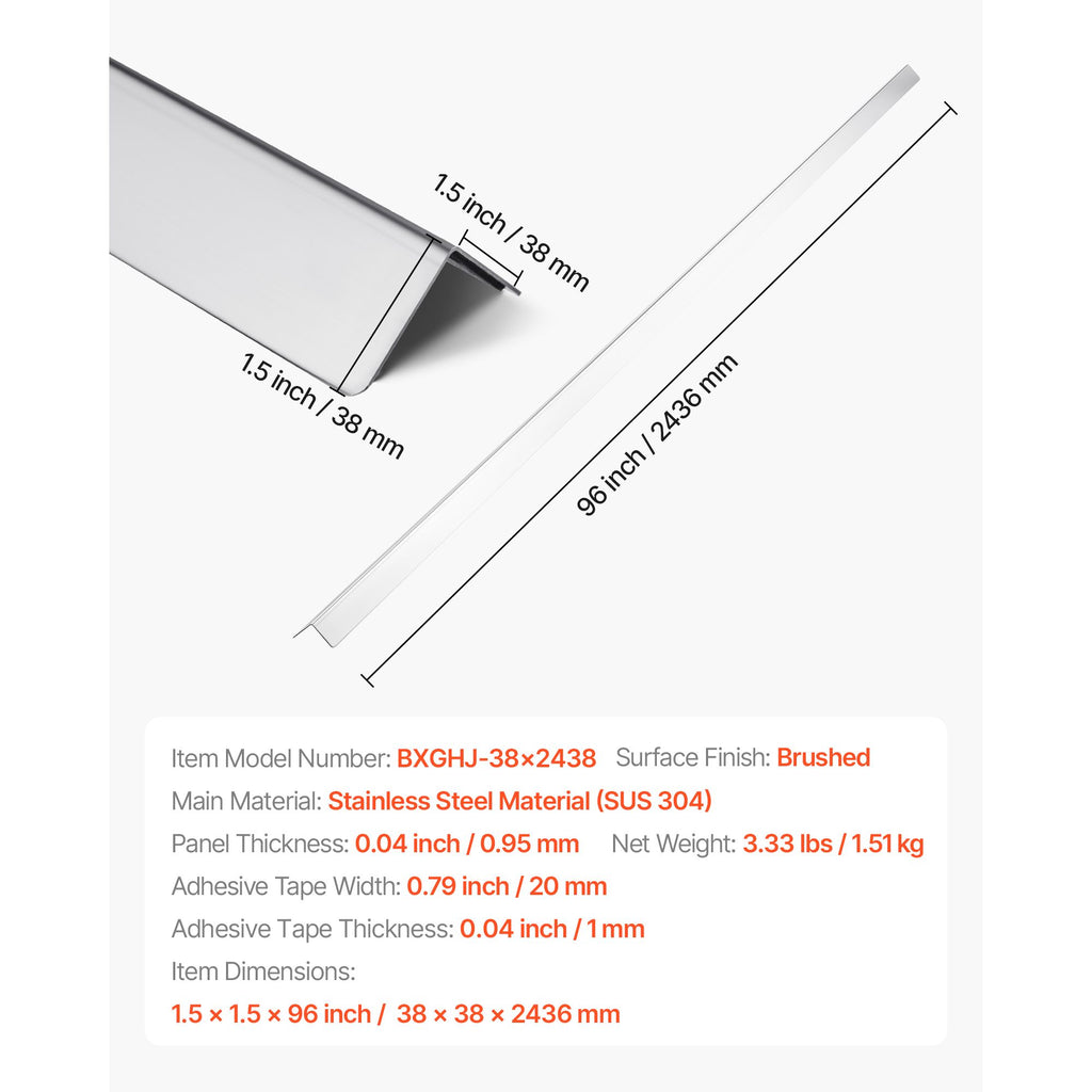 Stainless Steel Wall Corner Guards (10-Pack) – 90-Degree Edge Trim