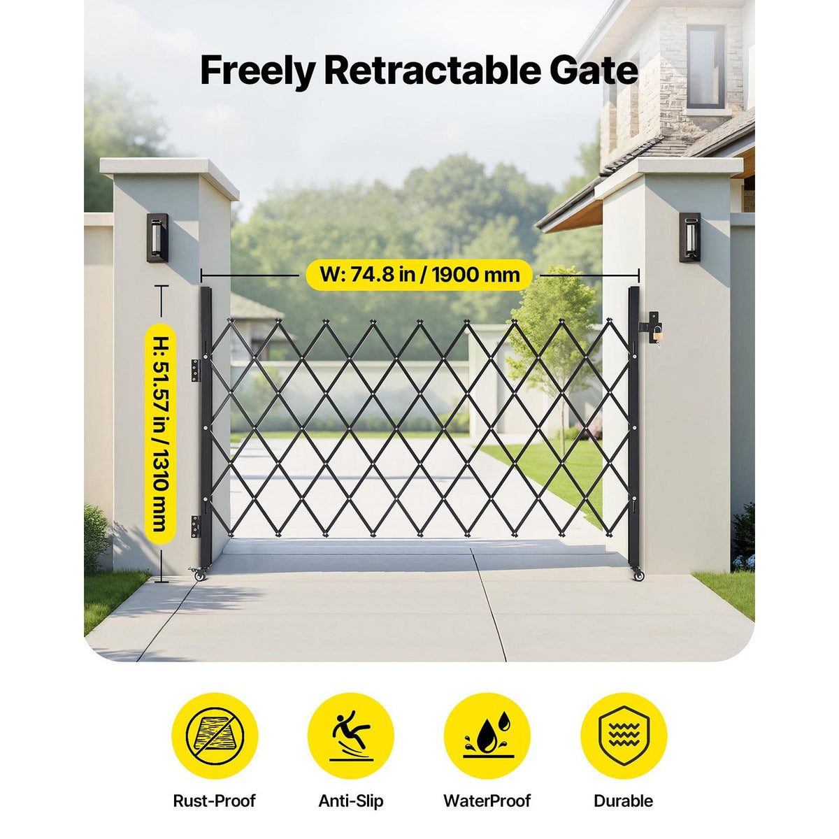 Folding Security Gate – Lockable Scissor Gate, 1900x1310mm – photo 2 of 5