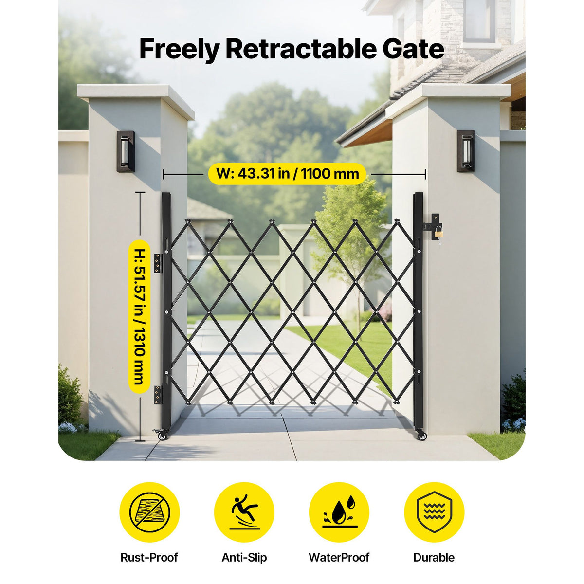 Folding Security Gate – Lockable Scissor Gate, 1100x1310mm – photo 2 of 5