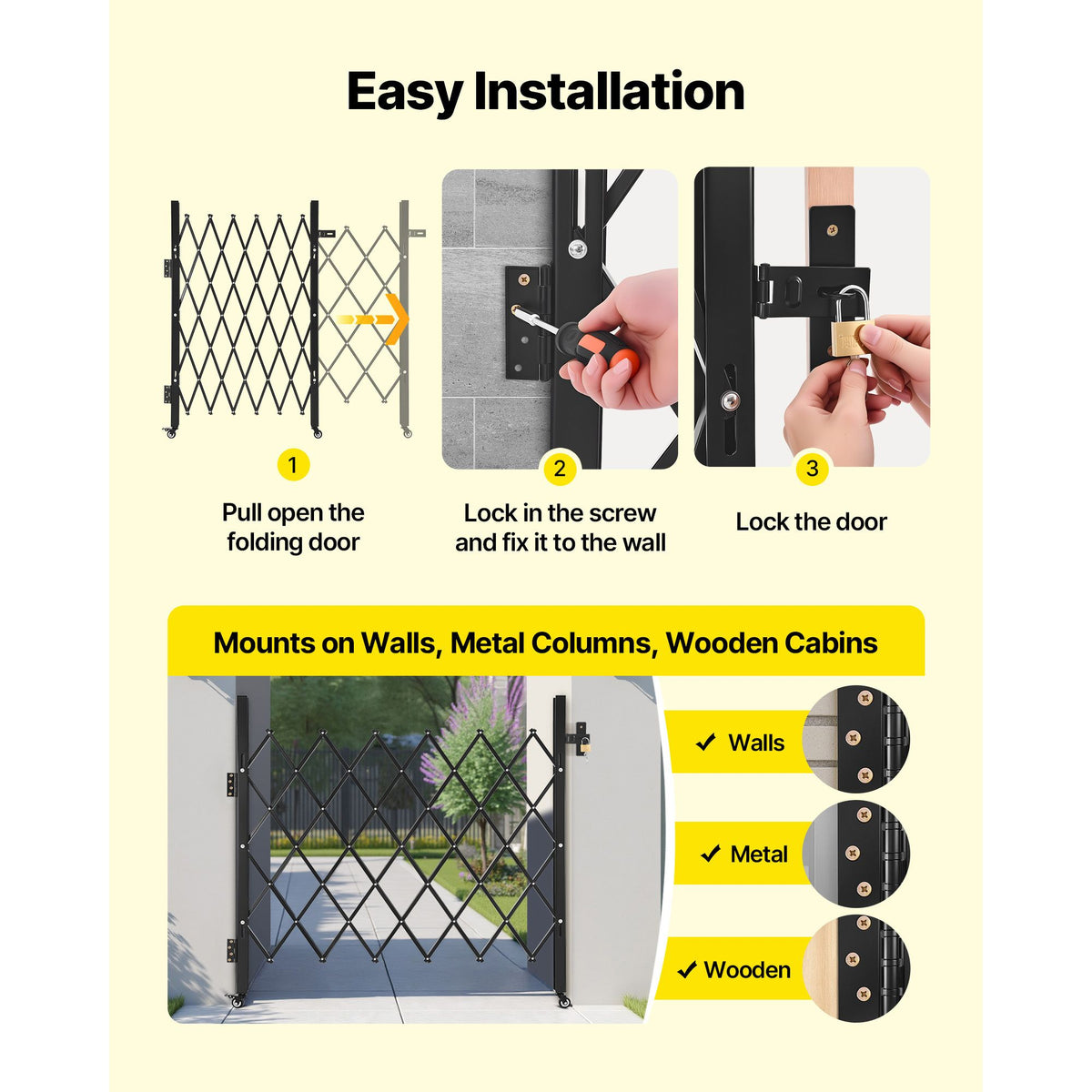 Folding Security Gate – Lockable Scissor Gate, 1100x1310mm – photo 5 of 5