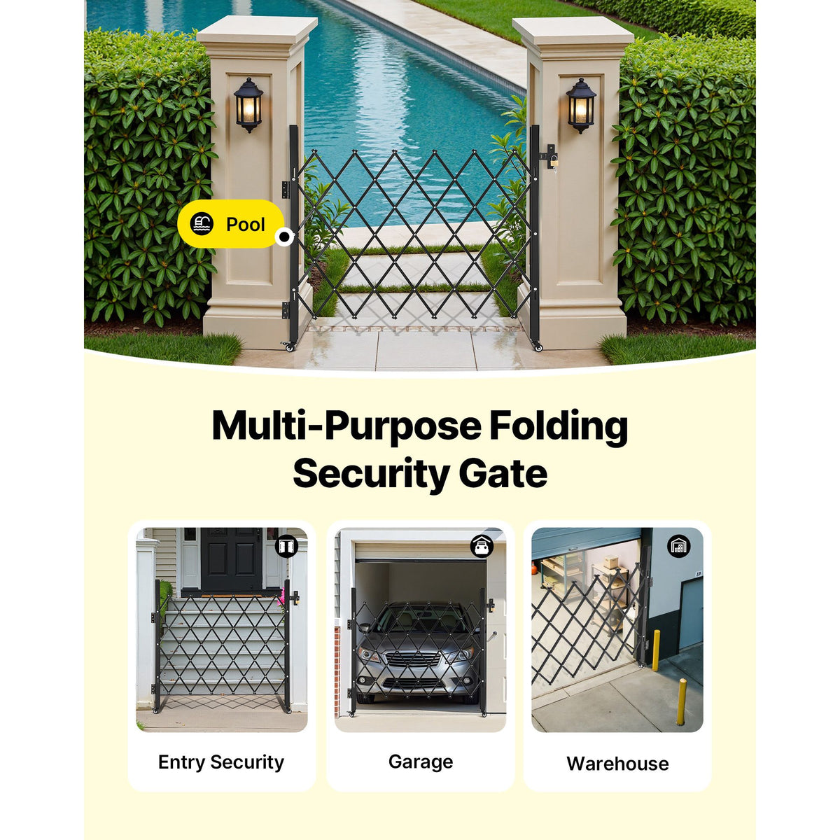 Folding Security Gate – Lockable Scissor Gate, 1100x1310mm