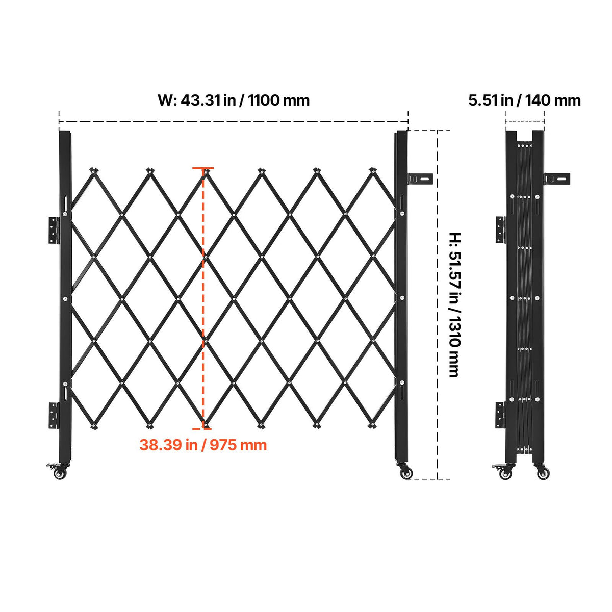 Folding Security Gate – Lockable Scissor Gate, 1100x1310mm
