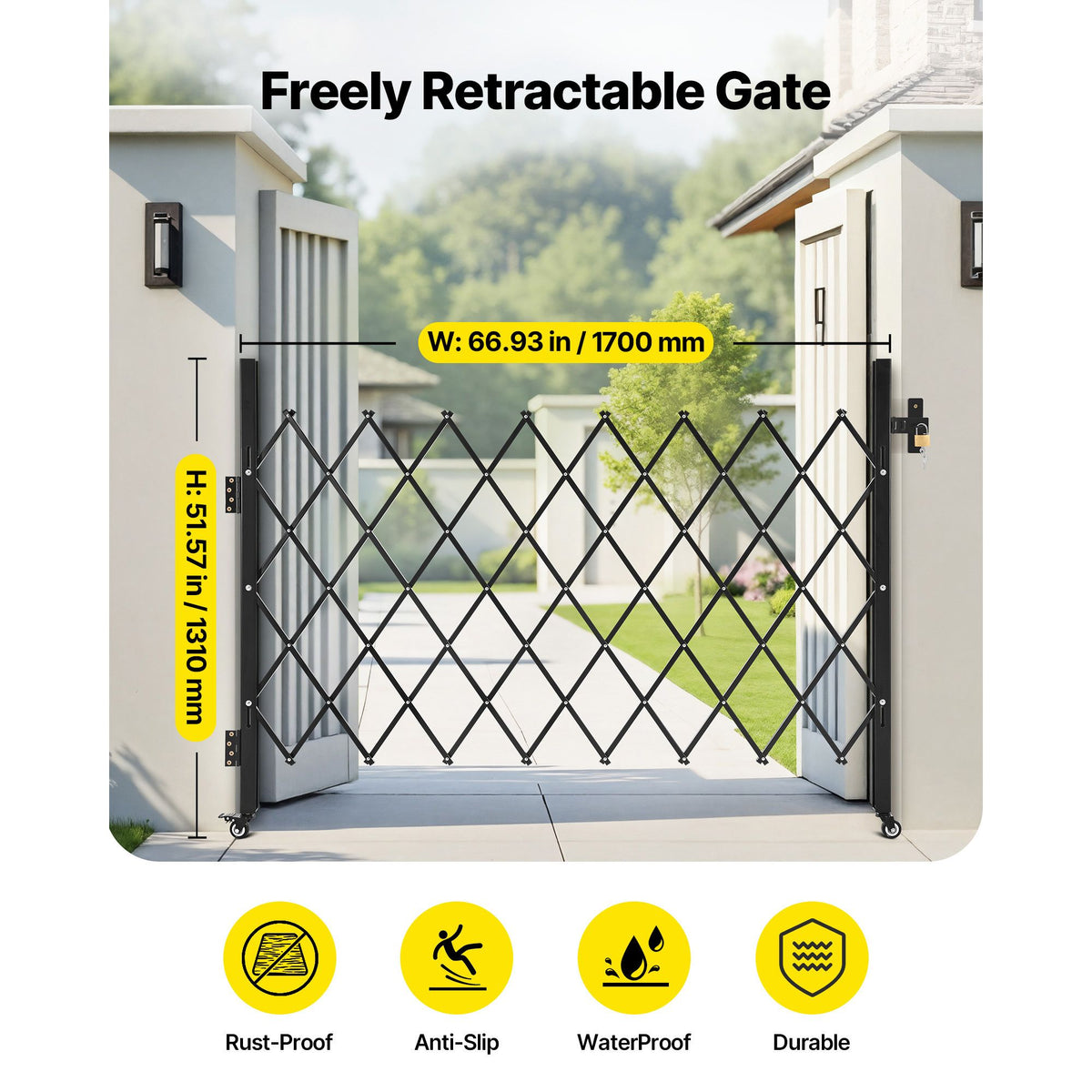Folding Security Gate – Lockable Scissor Gate, 1700x1310mm – photo 2 of 5