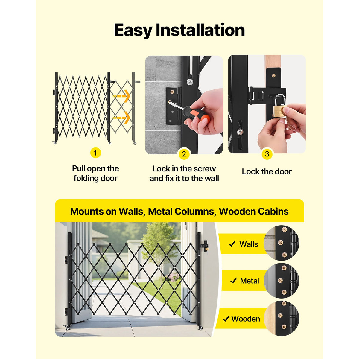 Folding Security Gate – Lockable Scissor Gate, 1700x1310mm – photo 5 of 5