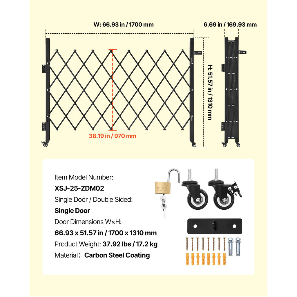Folding Security Gate – Lockable Scissor Gate, 1700x1310mm