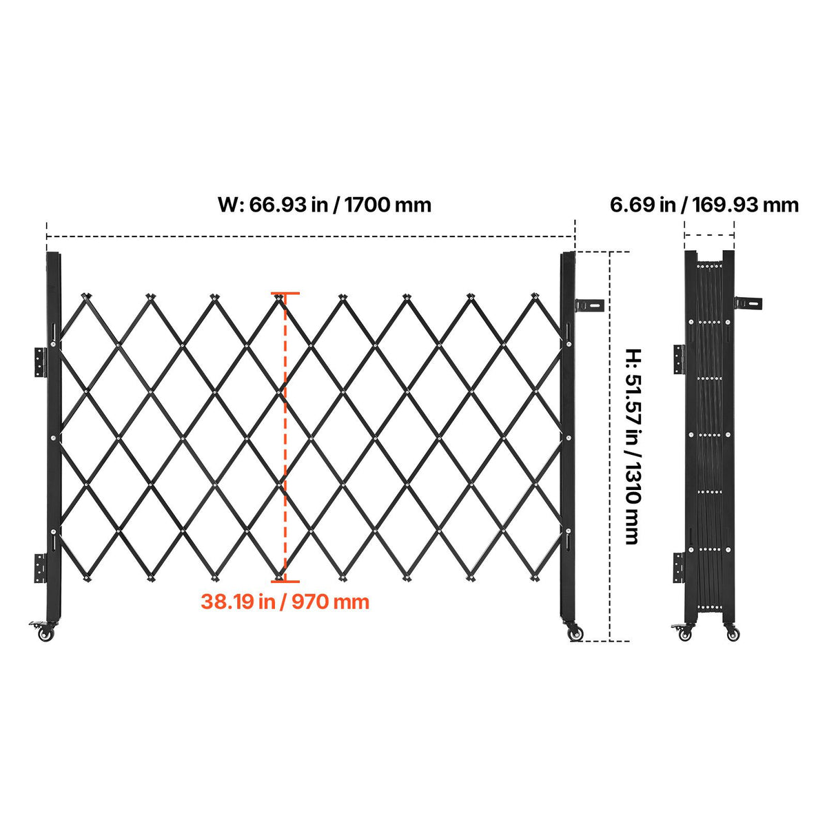 Folding Security Gate – Lockable Scissor Gate, 1700x1310mm