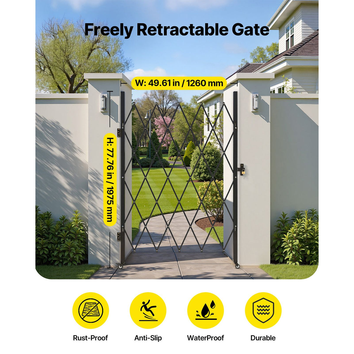 Folding Security Gate – Lockable Scissor Gate, 1260x1975mm – photo 2 of 5