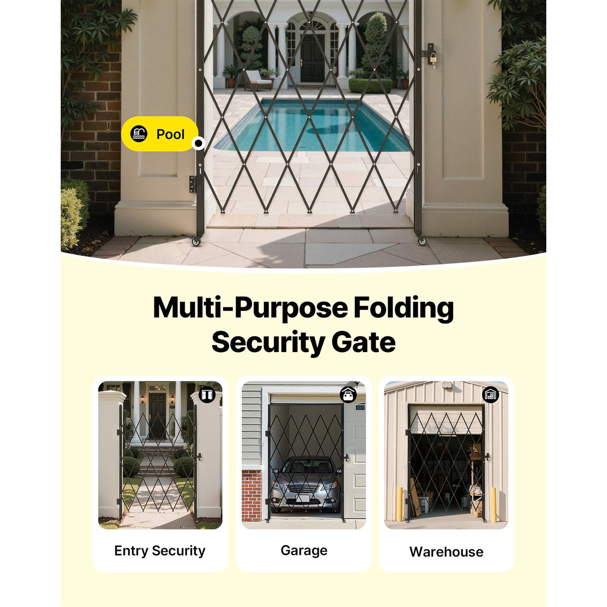 Folding Security Gate – Lockable Scissor Gate, 1260x1975mm