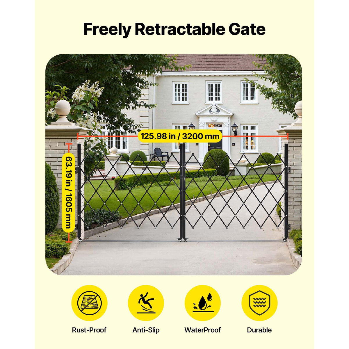 Double Folding Security Gate – Lockable Scissor Gate, 3200x1605mm – photo 2 of 5