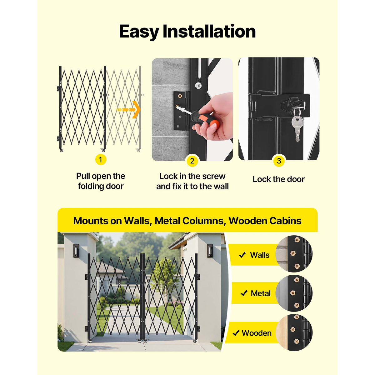 Double Folding Security Gate – Lockable Scissor Gate, 3200x1605mm – photo 5 of 5