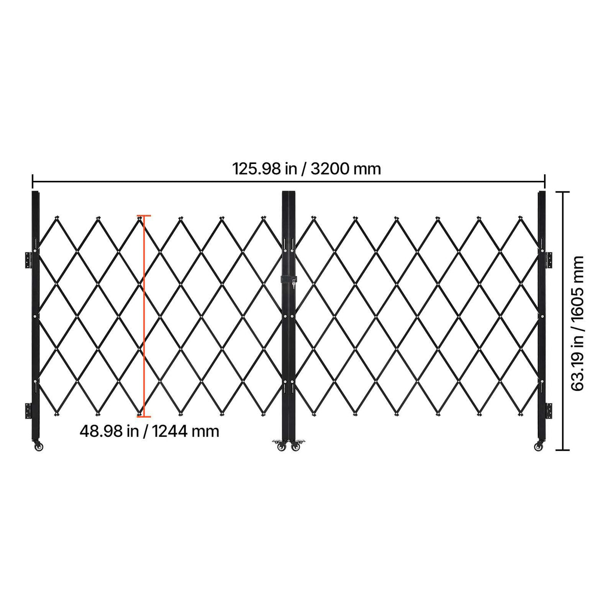 Double Folding Security Gate – Lockable Scissor Gate, 3200x1605mm