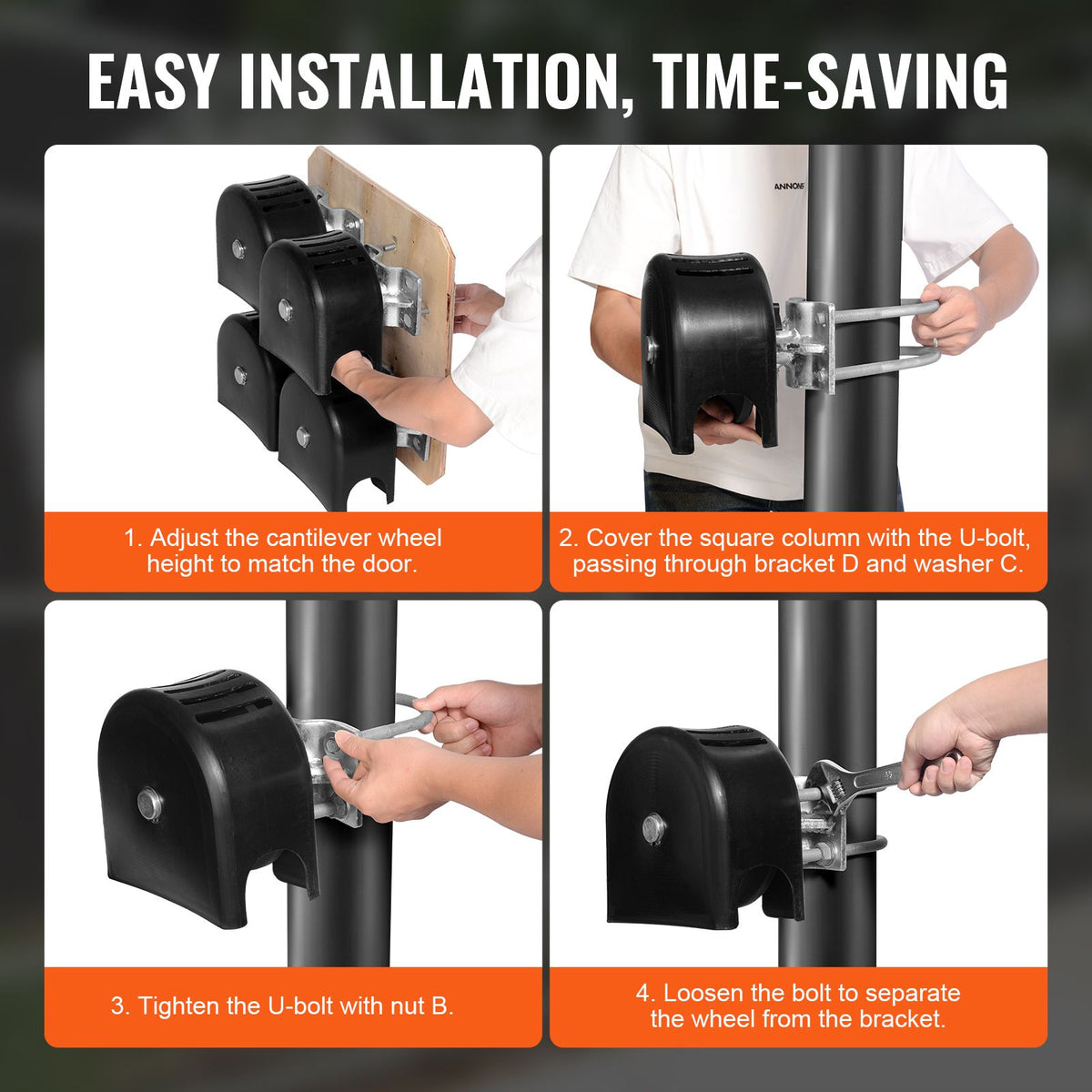 Sliding Gate Roller Kit – U-Groove, 4 Track Wheels, Heavy Duty